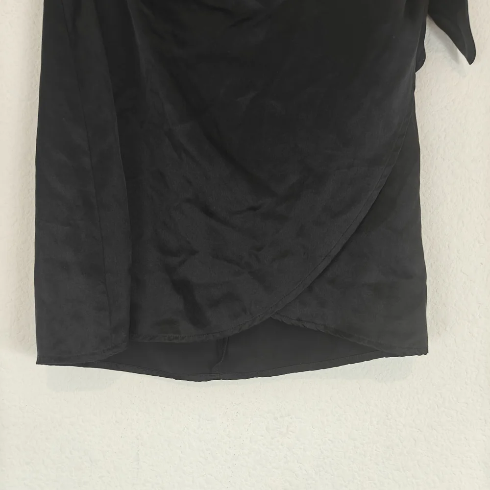 Reformation Black Silk Wrap Mini Skirt | 100% Silk | Chic Minimalist Staple Sz S - Picture 5 of 11